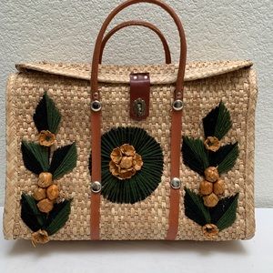 Vintage woven satchel basket tote